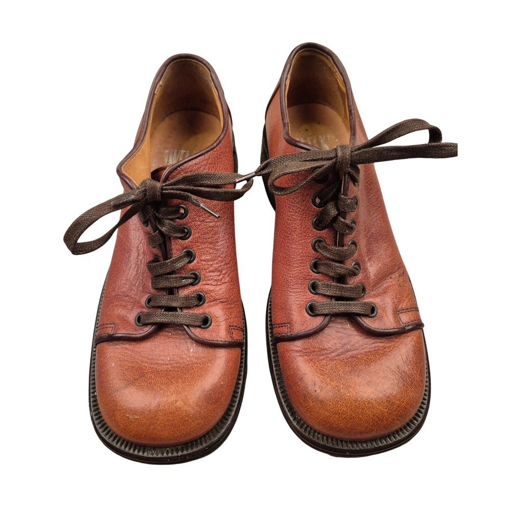 Pawelks Made in Italy Brown Leather Lace Up Oxford Shoes Lug Sole Sz 39 / 6.5 US
